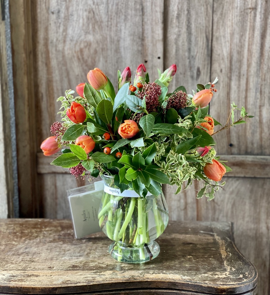Cristal con Tulipanes