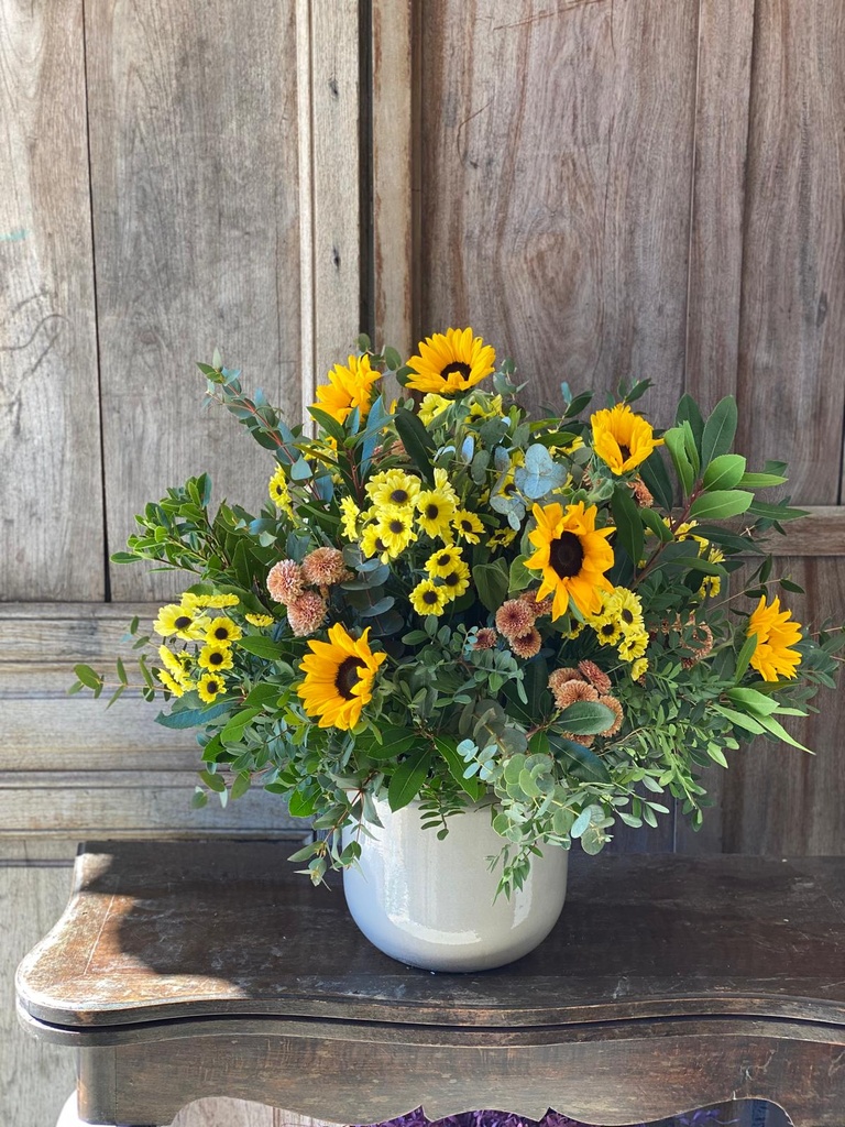 Ceramica Blanca con Girasoles