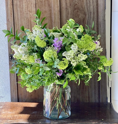 [W-CRIVB] Cristal con Flores Verdes y Blancas