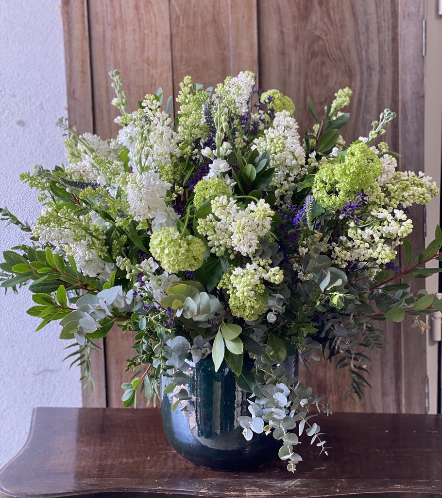 [W-CERVERVB] Cerámica Verde con Flor en Verde y Blanco