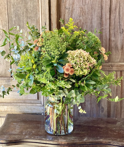 [W-CRIHORVER] Cristal con Hortensia Verde y Flores Silvestres