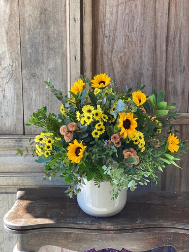 [W-CERBLAVB] Ceramica Blanca con Girasoles