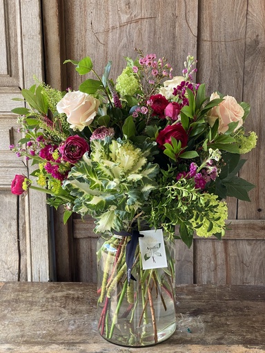 [W-CRIROSA] Cristal con Flores en Tonos Rosas