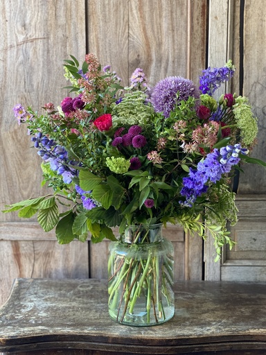 [W-CRIAZUMAL] Cristal con Flores en Tonos Azules y Malvas